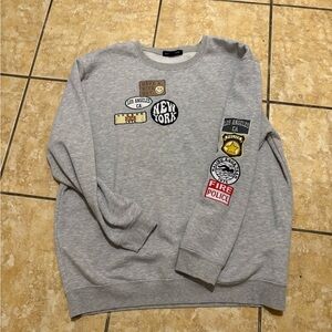 Gray Women’s Sweater with Patch Details